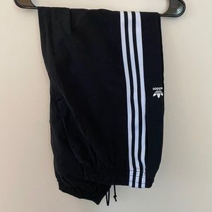 Black w/ White Stripes Adidas Wind Pants Jogger (L)